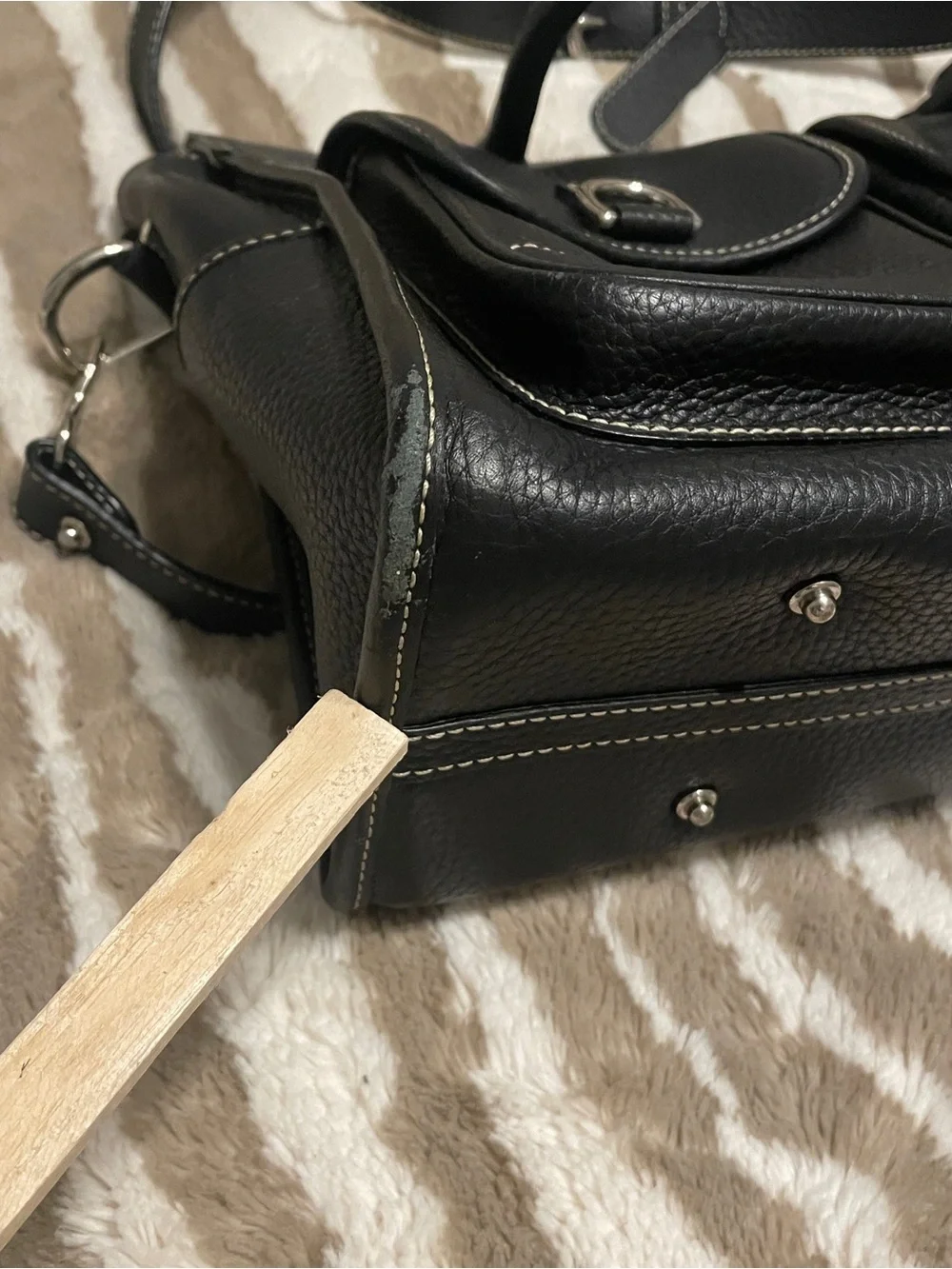 Dooney & Bourke Black Leather Double Front-Pocket Messenger